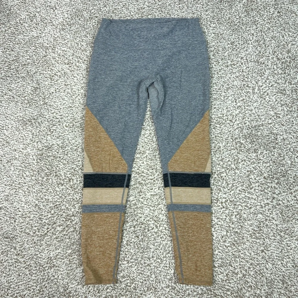 Alo Yoga Pants Womens Large Gray‎ Colorblock Ankle Leggings Yoga Gym Sport